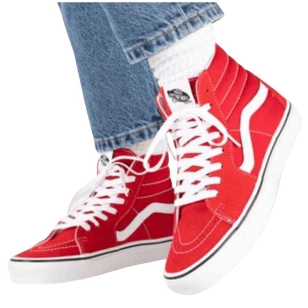 VANS SK8-Hi Core Classics 'Red Suede/Canvas' Skateboard Shoes Size 8